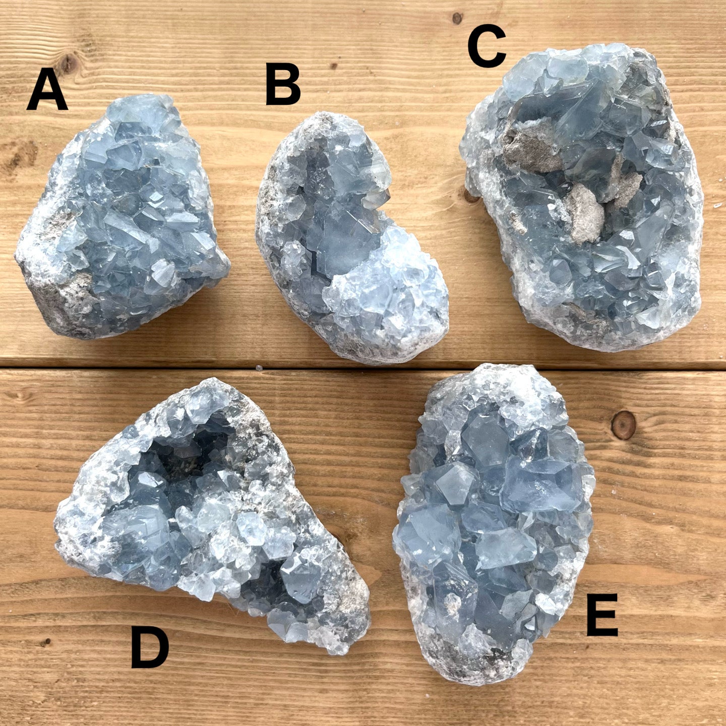 Celestite cluster③【ST003A】【ST003B】【ST003C】【ST003D】【ST003E】