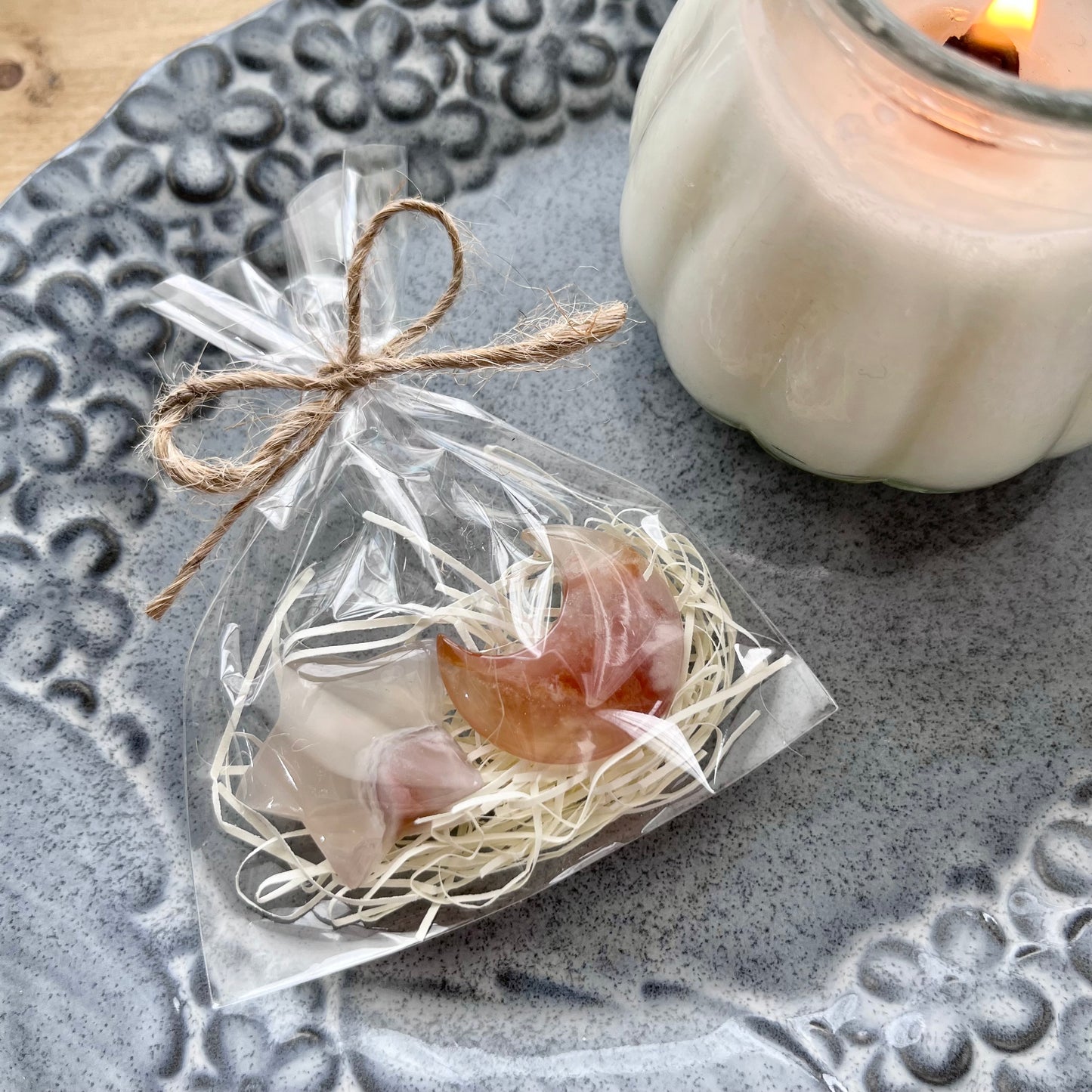 Cherry blossom agate star&moon set 【AG001】