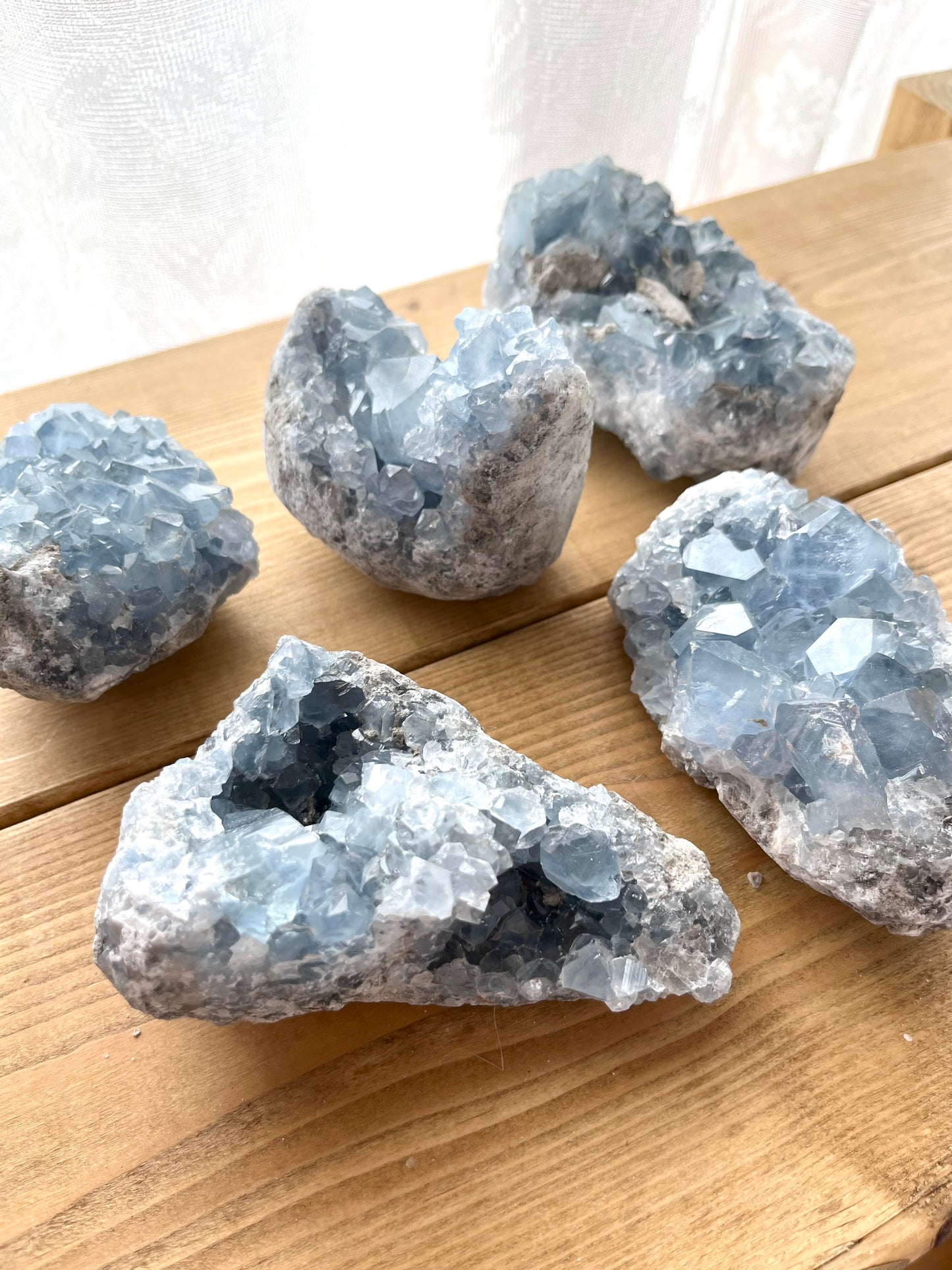 Celestite cluster③【ST003A】【ST003B】【ST003C】【ST003D】【ST003E】