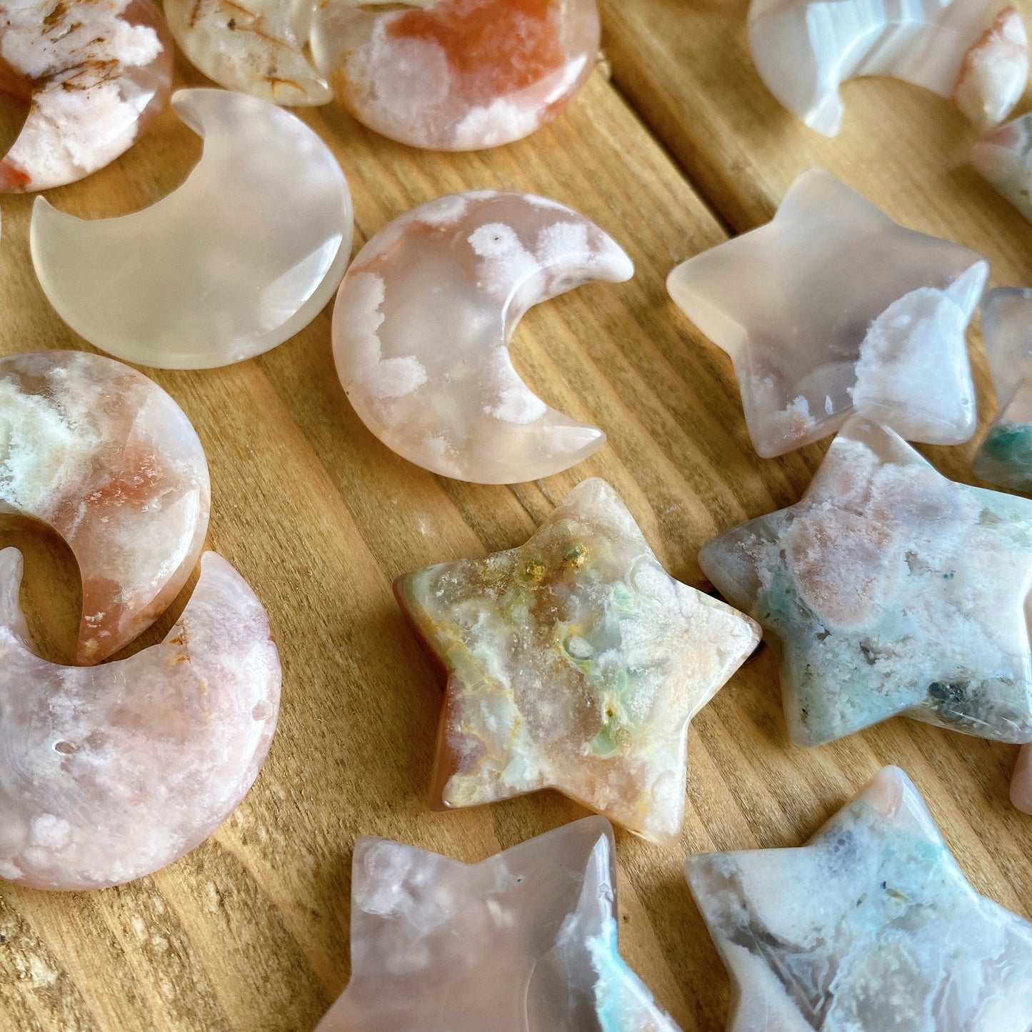 Cherry blossom agate star&moon set 【AG001】