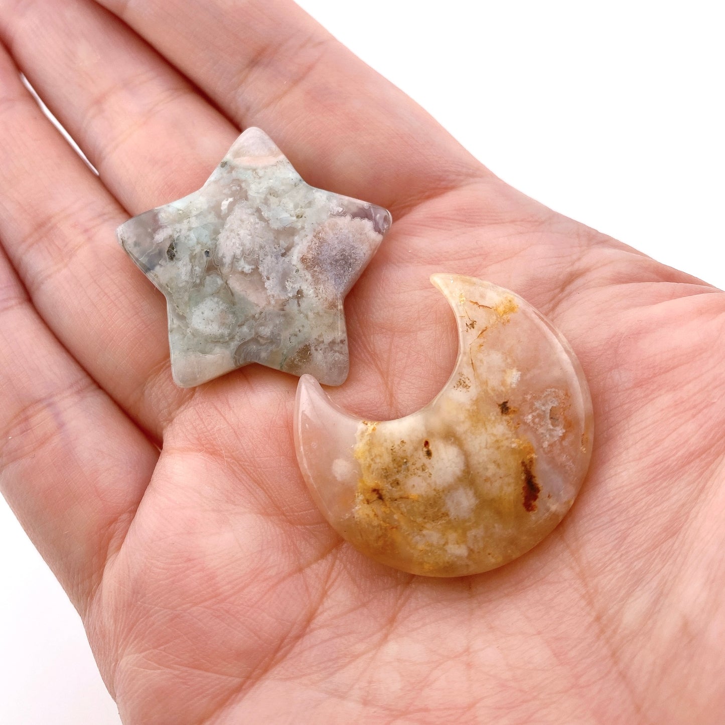 Cherry blossom agate star&moon set 【AG001】